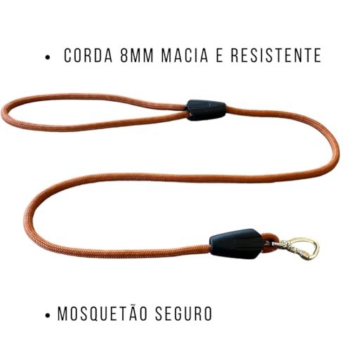 Guia para cachorro de 2 metros com trava resistente Trela para passeio Facepet Acessórios (Laranja)