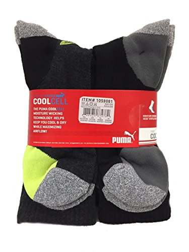 Puma Mens Cool Cell Crew Socks, 8-pack, Sock Size 10-13, Shoe Size 6-12 (Black/Gray)2