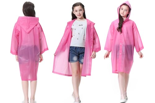 Image of Rain Ponchos Raincoats for Kids, 2 Packs Rain Coats Jacket Reusable with Hood for Boys Girls Disney Hiking Camping Outdoor