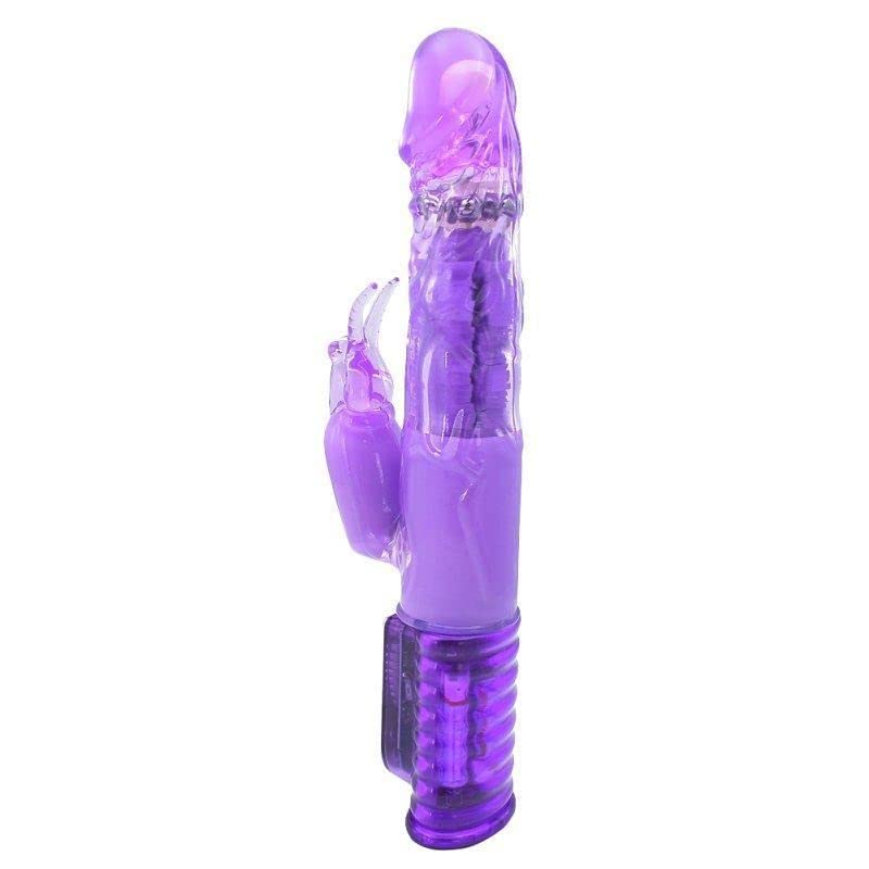 Image of Women's Blended Orgasm Rabbit Vibrator - Rotating G-Spot Stimulation Realistic Penis Shape - Clit Vibration Bunny Ears - 64 Combinations - Independent Controls - 10.5 inch Long - Purple - Multiple Orgasms