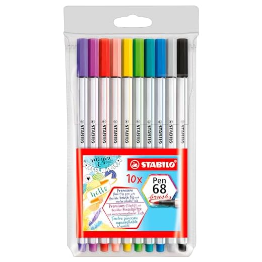 Caneta Stabilo Pen 68 Brush, Multicor, Estojo com 10 unidades