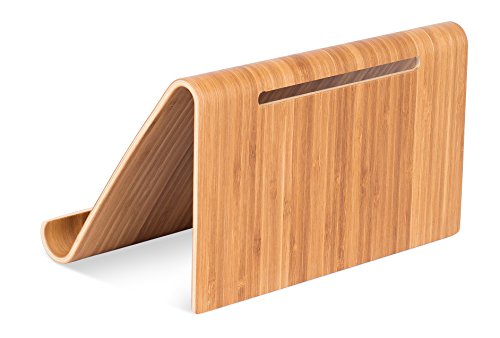 Sofia + Sam Bamboo Tablet Holder And Stand - Natural Wood - Works With Ipad, Surface Etc. - Cookbook Book E-Readers Smartphones - Kitchen Table Top - Wire Organizer #TOP3