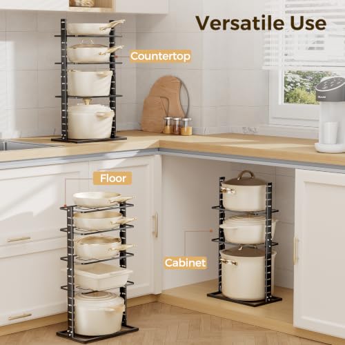 LAMU Pots and Pans Organizer Under Cabinet, 5 -Tier Dual-Pillar Design by LAMU - Used condition - Image 7