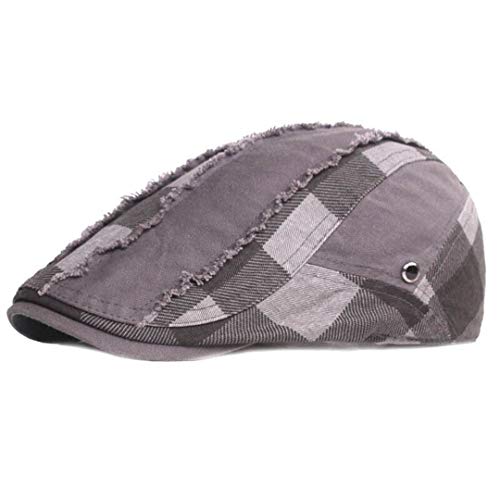 QICHEN Casquette Plate Irlandaise Homme Vintage Détresse Newsboy Béret Chapeau (4 Couleur 56-60cm) (Gris) Cover