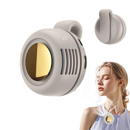 Genérico Mini Ventilador Silencioso sin Aspas Portatil, Mini Ventilador Clips Pequeños, Manos Libres, con 3 Velocidades, 360 Grados, Ventilador Portátil de Clip para Amantes del Aire Libre (Blanco)
