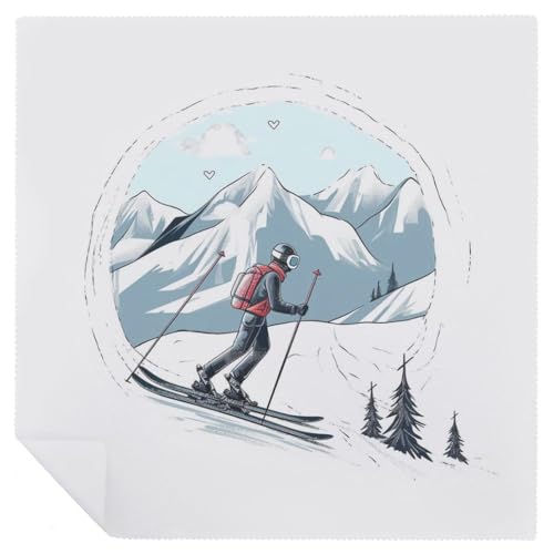 Servilletas de tela temática skiing 2 piezas miniatura 6
