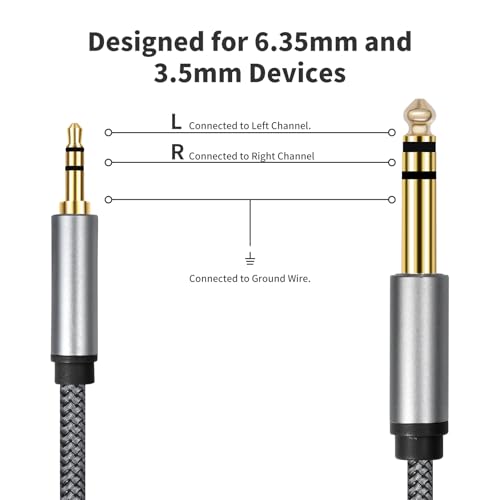 Cable estéreo 3.5 mm a 6.35 mm de 1 m aprox miniatura 3