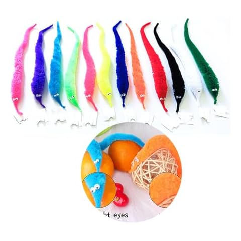 JANEMO Magic Worms Toys,Soft and Comfortable Polyester Fiber Wiggly Worms Fuzzy Worm Toys,Use for Holiday Decorations, Halloween Decorations, Christmas Decorations (9) Cover