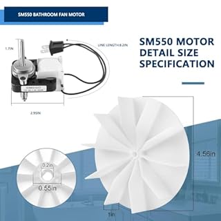 SM550 Bathroom Fan Motor Replacement Kit, 50 CFM, Exhaust Fan Motor Replacement for Broan F650, Bay Motors, Sears 569