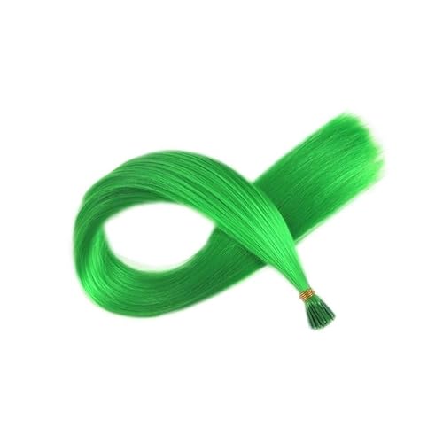 50ストランド 22インチ 長さ 耐熱性 合成チップ マイクロリング ヘアエクステンション パーティー用(green)