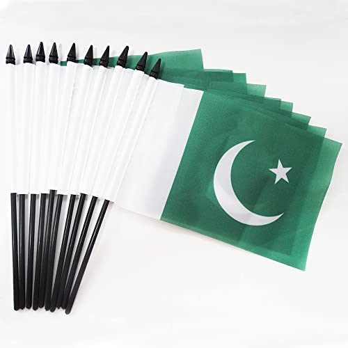 10 Pack 8 x 5 inch Pakistan Fine Handheld Flags Hand Waving Country Flag,Office Flag,Festival Events Celebration (K-164 Pakistan)