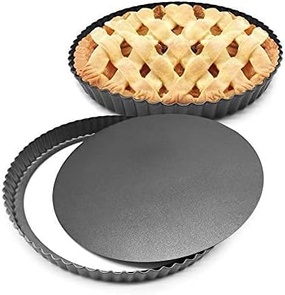 11 inch Heavy Duty Nonstick Pizza Pan, Quiche Pan With Removable Bottom, Removable Loose Bottom Quiche Pan, Tart Pie Pan 11"X1"(2PCS)