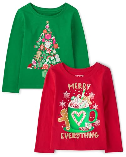 Image of The Children's Place Baby and Toddler All Holidays,Birthdays Long Sleeve Graphic T-Shirts,2 Pack