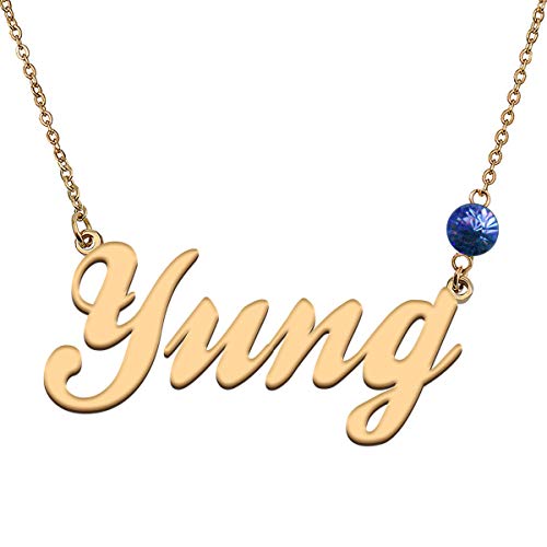 HUAN XUN Custom Choker Birthstone Yung Name Necklace Best