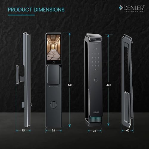 Image of Denler FLv6 8-in-1 Smart Door Lock | 3D Face Recognition | Video Intercom | Wi-Fi App Unlock | Fingerprint | RFID Card | PIN | Key | CNC Design