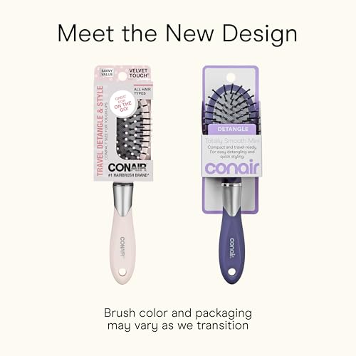 Conair Hair Brush, Totally Smooth Mini, Gentle Detangling, Blue - image 2