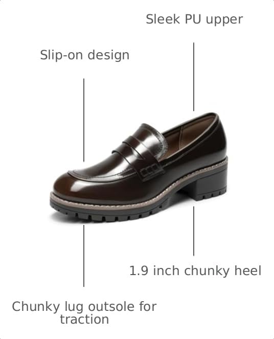 Image of DREAM PAIRS Women's Platform Chunky Heeled Loafers, Womens Business Casual Shoes