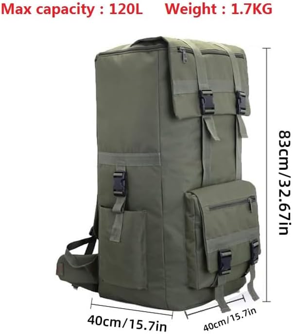 Miniatura 2 de Mochila de viaje de 120 litros, mochila de senderismo impermeable militar, mochila de camping, bolsas de escalada, Caqui-120L, Mochilas de viaje