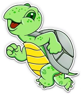 Turtle Running Cute - 3" Vinyl Sticker - for Car Laptop I-Pad Phone Helmet Hard Hat - Waterproof Decal