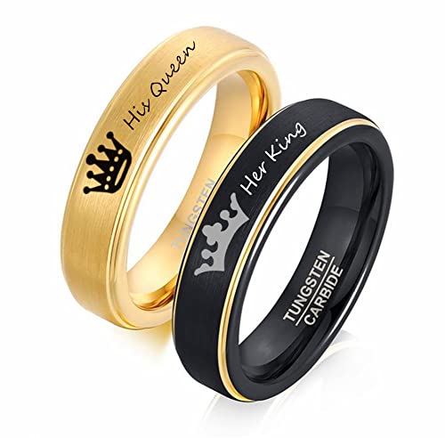 Zkxxj Personalized Couple Tungsten Rings For Him Her,2Pcs Customized Name Date Coordinate Engraved Couples Ring For Him Her,Personality Wedding Band For Valentine's Day,Promise Gift #TOP22