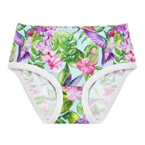 Joisal Stylish Toddlers Underwear Floral 2t Cotton Panties for Girl Colorful Hummingbirds Flowers Briefs Girls Undies