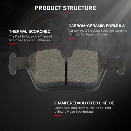 Image of cciyu D1613 Rear Disc Brake Pads Kit For BMW 228i /228i xDrive /230i /230i xDrive /320i /320i xDrive /328d /328d xDrive /28i /328i GT xDrive /328i xDrive /330i /330i GT xDrive /330i xDrive /428i /428i Gran Coupe
