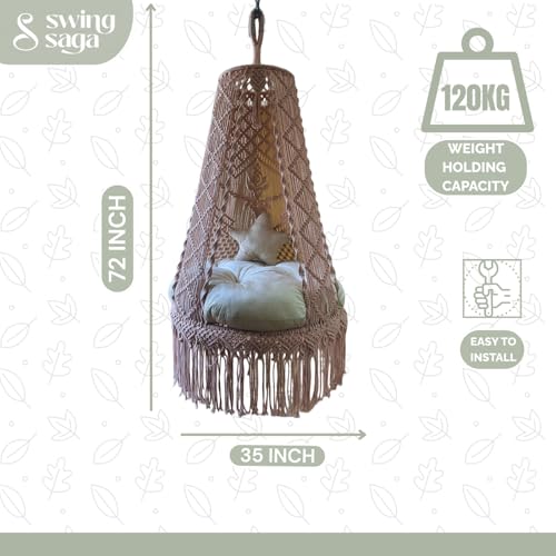 Image of Hanging Chair | Stylish & Comfortable Cloud Swing Chair for Indoor and Outdoor Use | Relaxing Hammock Swing for Balcony Living Room Garden Patio