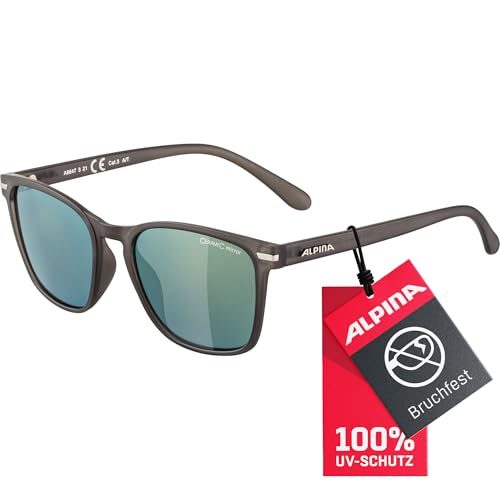 ALPINA YEFE - Verspiegelte und Bruchsichere Sonnenbrille Mit 100% UV-Schutz Für Erwachsene, grey transparent matt, One Size