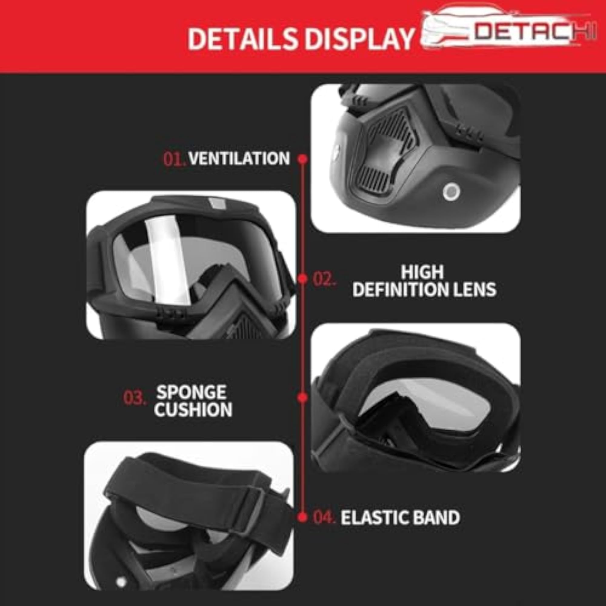 Motorcycle Goggle Mask with UV Protection