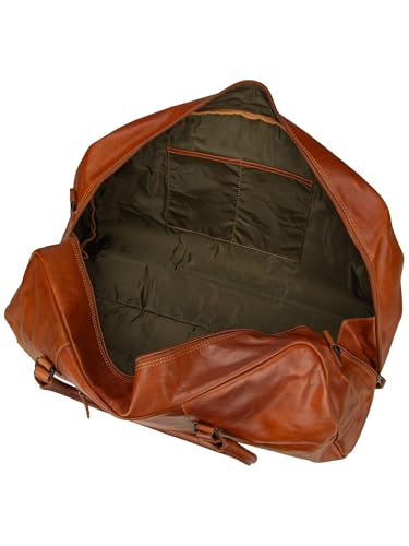 GREENBURRY Sac de Voyage Newport Cuir Caramel Marron Clair, Bagage Week-end Vintage