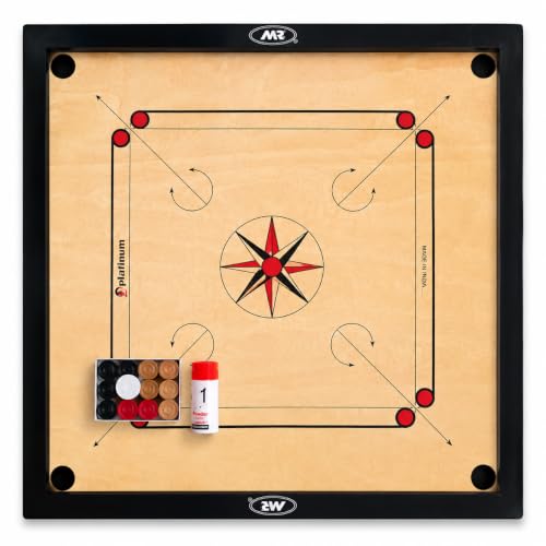 Carrom Board 32x32 Inch | Premium Wooden Carrom Board Game Set with Coins Strikers & Powder | Indoor Family Board Game for Adults & Kids
