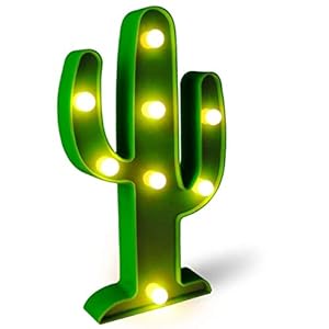 QiaoFei Luce Decorativa a LED Cactus, Lampade da Comodino Carine per La Camera dei Bambini, Camera da Letto, Regali, Feste per Feste, Giardino, Decorazioni per La Casa (Verde)