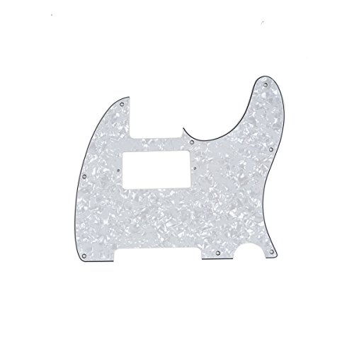 Musiclily 8 Hole Guitar Telecaster Pickguard Humbucker HH Scratch Plate for Fender USA Mexican Standard Tele Parts, White Pearl 4 Ply