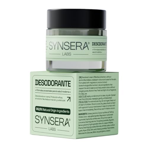 SYNSERA – Desodorante Natural Crema 99,97% Origen Natural – Sin Aluminio, parabenos, disruptores endocrinos – Con Deobiome Noni® – Respeta la Microbiota – Neutraliza Olor sin Bloquear – Piel Sensible