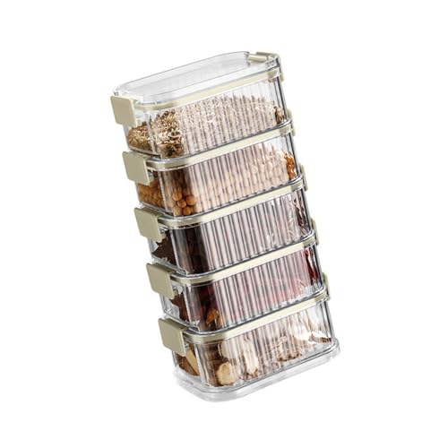 Uqezagpa Contenedor de almacenamiento apilable con tapa, organizador de cocina multicapa de grado alimenticio para condimentos, sal