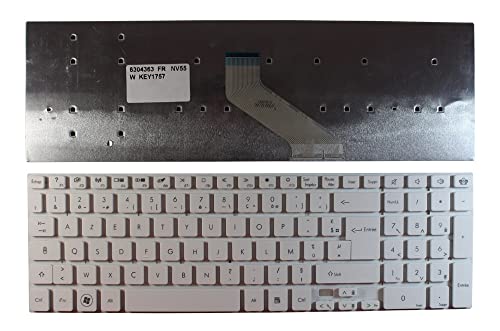 Clavier français pour Gateway NV55S PC portable de remplacement blanc