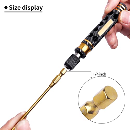 Frihobby 1.5Mm 2Mm 2.5Mm 3Mm Titanium Hex Head Allen Wrench Drill Bit Set, M4 / M5 Lock Nut Hex Nut Driver Phillips Bit 1/4" Quick Change Rc Hobby Tools Kit #TOP2