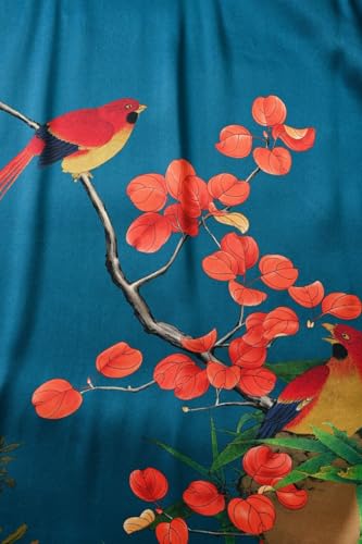 Image of Women's Silk Kimono Robe Short Bathrobe Nightgown 100% Mulberry Silk for Women - Classic Floral Pattern