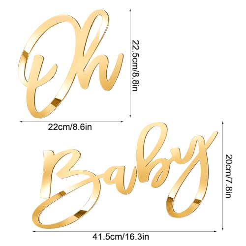 Image of Acrylic Oh Baby Sign for Baby Shower Backdrop, Gold