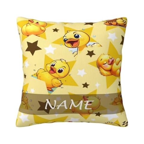 Aparajita Custom Name Yellow Star Duckspillowcase Personalized Pillowcase Design Text Message Polyester Cushion Cover Pillowcase Double Sided Printing for Car Sofa Bed Sofa Four Seasons 18 X 18 in Cover