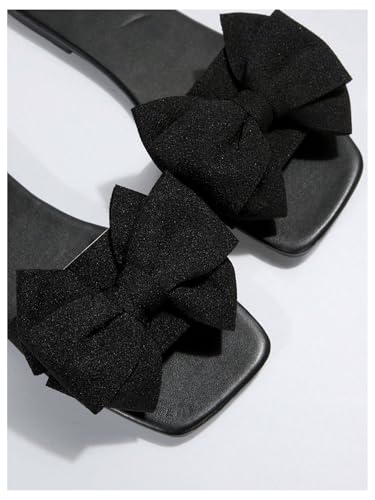 Image of GORGLITTER Women's Gold Sandals Dressy Cute Summer 2026 Bow Square Toe Trendy Beach Boho Wedding Vacation Slides Shoes