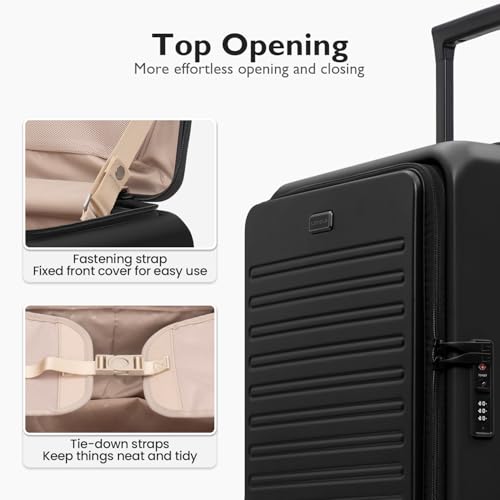 LEVEL8 Top Opening Carry on Luggage Expandable, Large Suitcases with Wheels Airline Approved, Hardside Luggage with Spinner Wheel for Men Women, 20 Inch, Black3