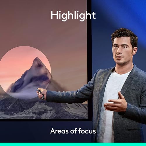 logitech spotlight presentation remote - universal wireless presentation clicker with laser pointer advanced digital highlighting bluetooth 30 m range and quick charging - black