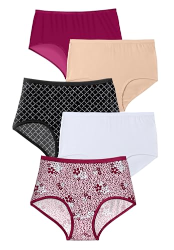 Comfort Choice Plus Size Full Coverage Stretch Cotton Brief 5-Pack