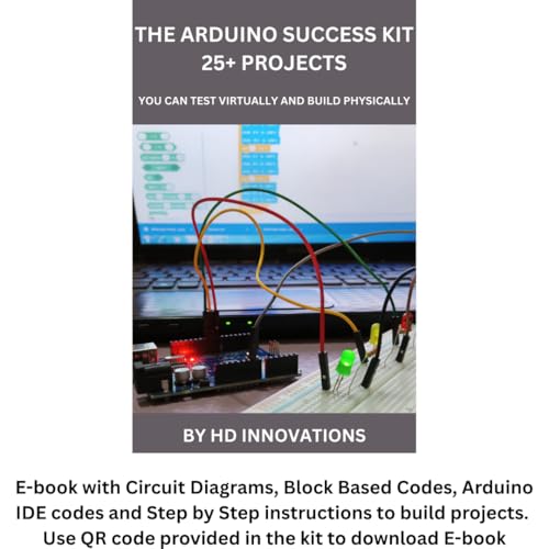 Image of HD INNOVATIONS Basic Electronics & Uno R3 SMD Starter Kit for Students | 60+ Projects | 2 E-Books | Virtual Simulation to Real-World projects | Compatible with Arduino IDE and Block-based coding
