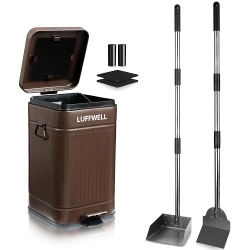 Image of Dog Pooper Scooper, Metal Tray & Spade Set, 12L Waste Bin