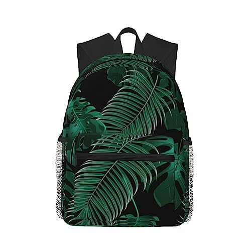 Sac à dos de voyage polyvalent imprimé feuille de bananier noir décontracté pour adulte et enfant