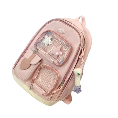 Mochila universitaria con bolsillos transparentes y bolsa de libros de gran capacidad para estudiantes
