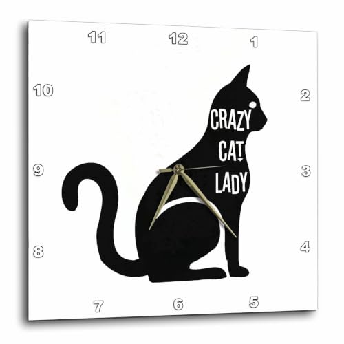 3dRose DPP_192782_2 Crazy Cat Lady Wall Clock, 13 by 13"