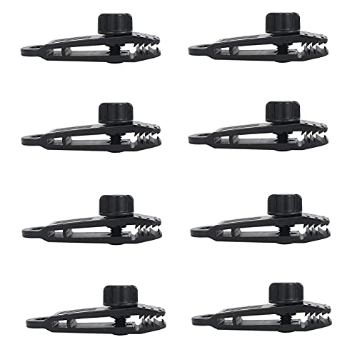 8 Pcs Tarp Clips Lock Grip Crocodile Mouth Clip Tent Accessories Awning Clamp for Tents, Tarp, Boat Cover, Pool Cover, Car Cover Black